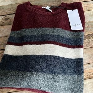 NEW Goodfellow & Co. Burgundy Stripe Pull Over Crewneck Sweater Size XL